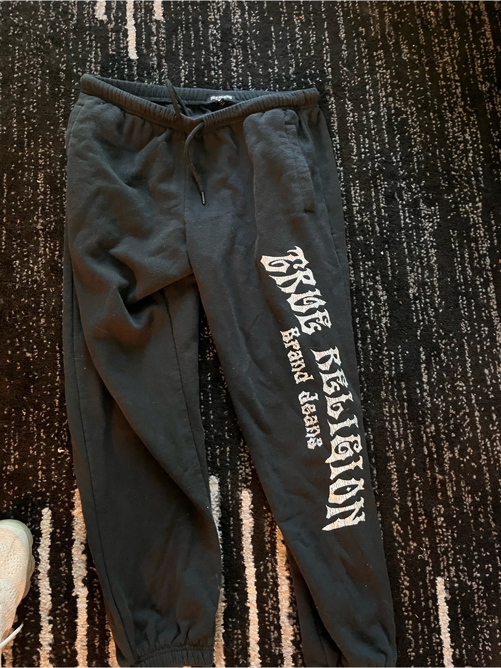 True Religion Black Sweatpants with White Logo Script